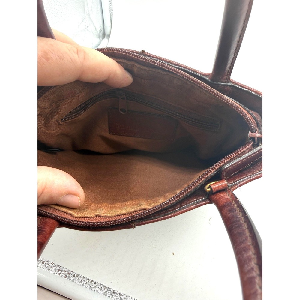 Etienne Aigner Satchel Bag Womens Small Brown Leather Top Handle Logo Purse - Picture 8 of 12